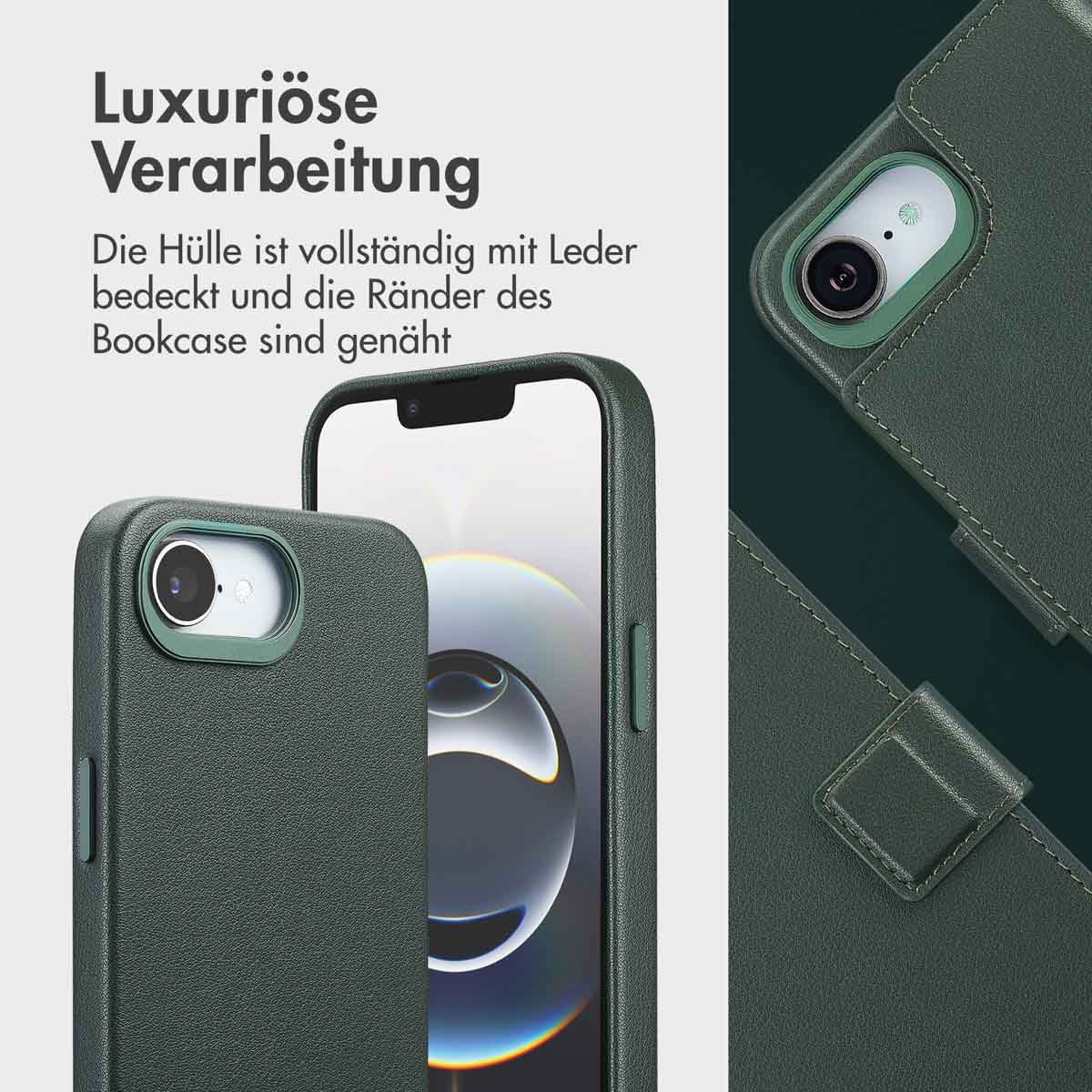 Accezz Leather Bookcase 2-in-1 met MagSafe Apple iPhone 16e - Cedar Green - Afbeelding 9