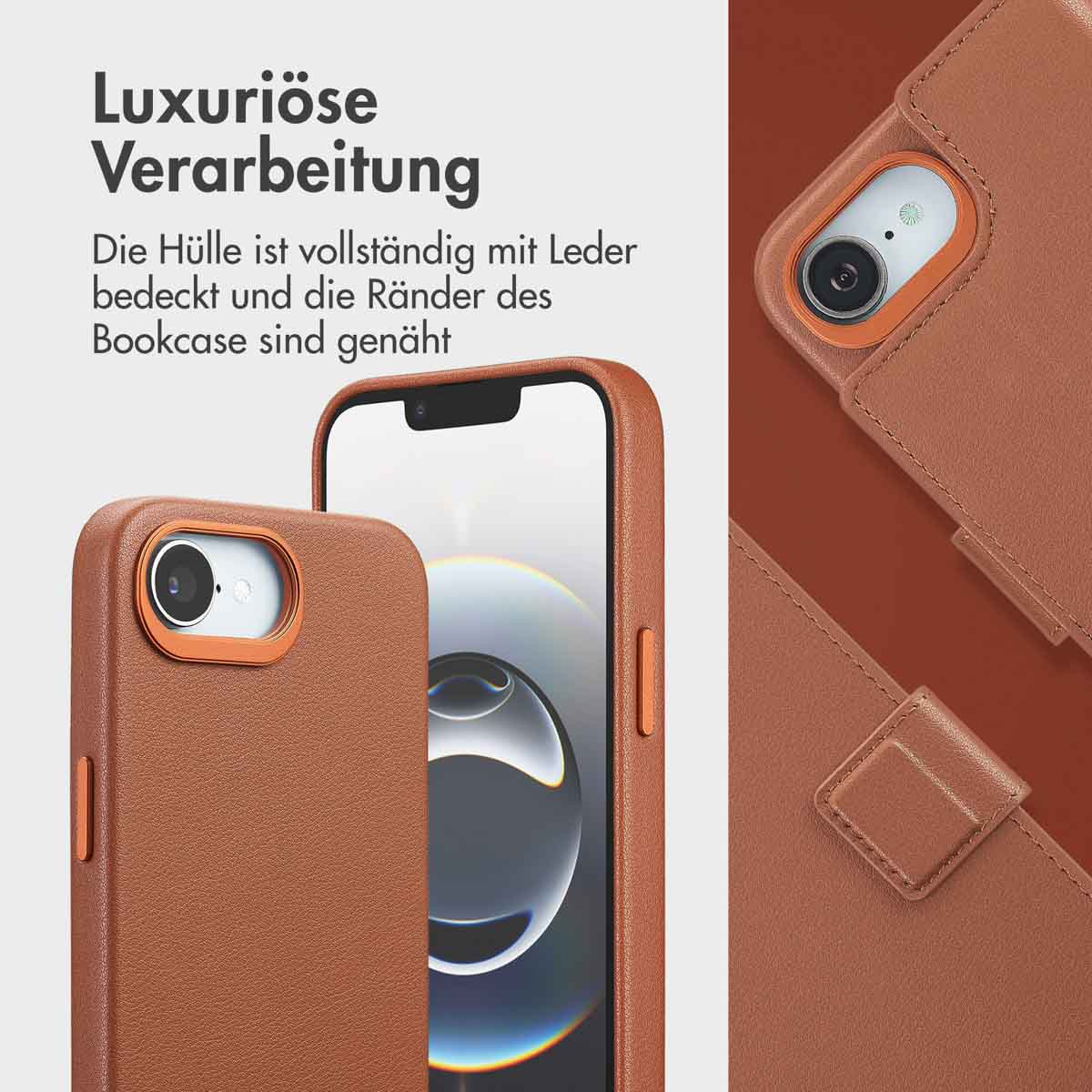 Accezz Leather Bookcase 2-in-1 met MagSafe Apple iPhone 16e - Sienna Brown - Afbeelding 8