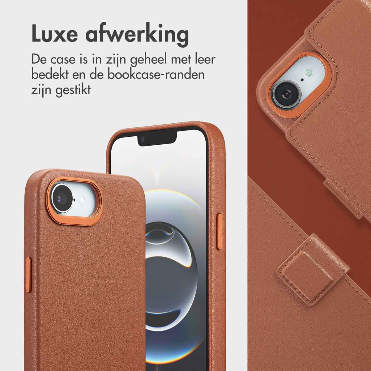 Accezz Leather Bookcase 2-in-1 met MagSafe Apple iPhone 16e - Sienna Brown - Afbeelding 7