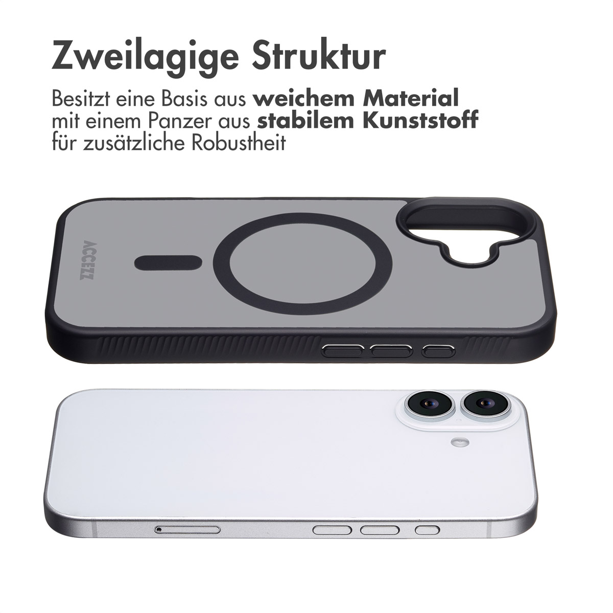 Accezz Rugged Frosted MagSafe Backcover Apple iPhone 17 - Zwart - Afbeelding 9