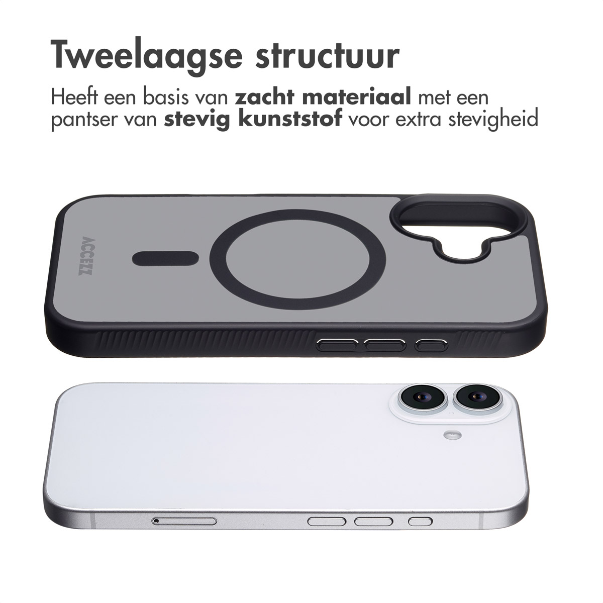 Accezz Rugged Frosted MagSafe Backcover Apple iPhone 17 - Zwart - Afbeelding 7