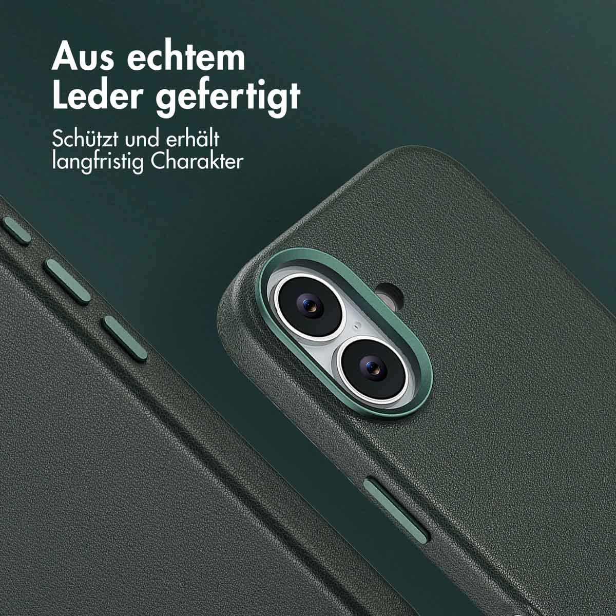 Accezz MagSafe Leather Backcover Apple iPhone 17 - Cedar Green - Afbeelding 6