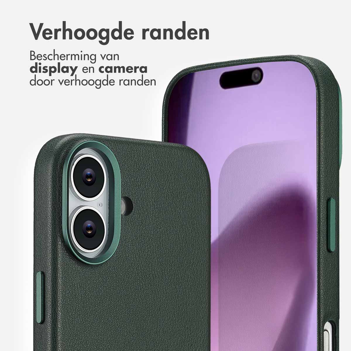 Accezz MagSafe Leather Backcover Apple iPhone 17 - Cedar Green - Afbeelding 10