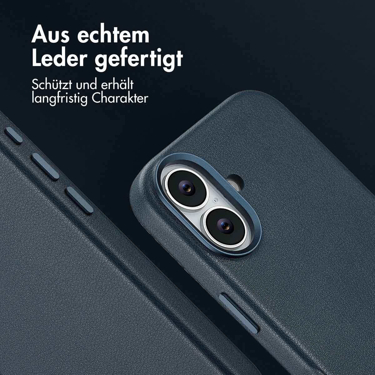 Accezz MagSafe Leather Backcover Apple iPhone 17 - Nightfall Blue - Afbeelding 6