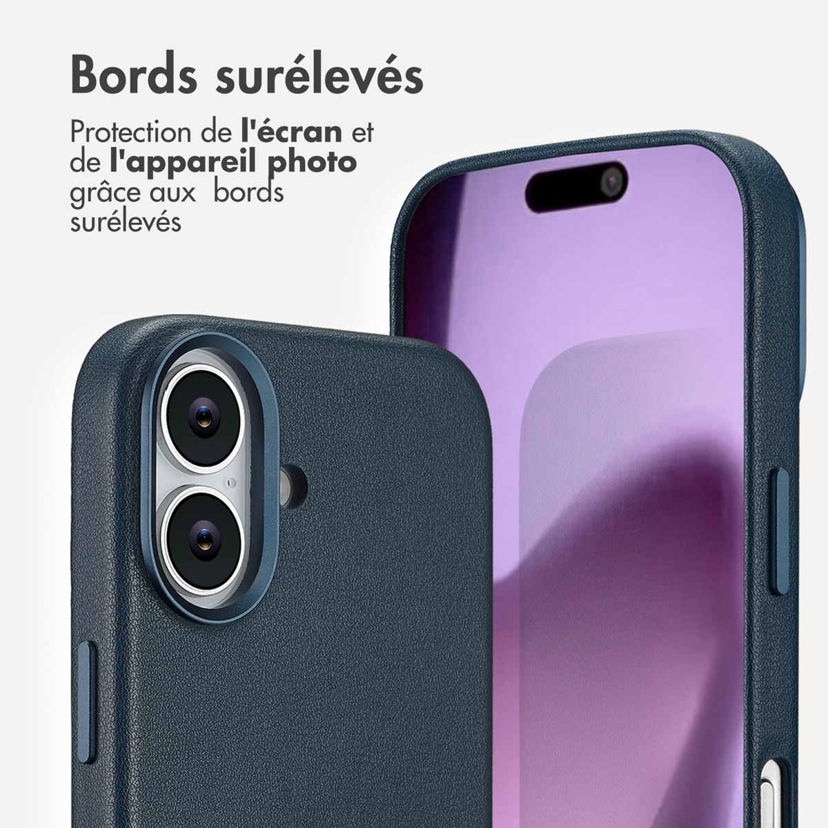 Accezz MagSafe Leather Backcover Apple iPhone 17 - Nightfall Blue - Afbeelding 10