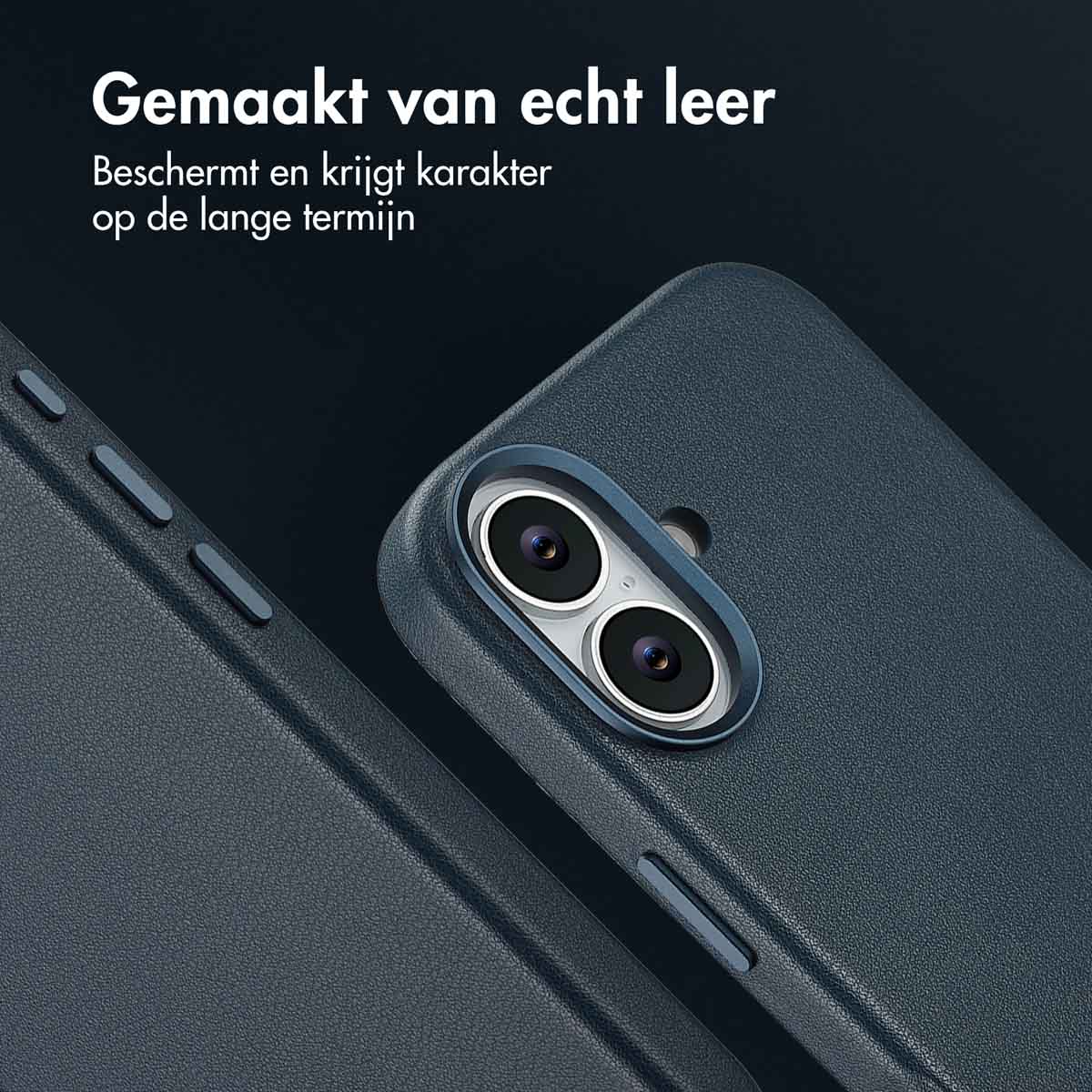 Accezz MagSafe Leather Backcover Apple iPhone 17 - Nightfall Blue - Afbeelding 5