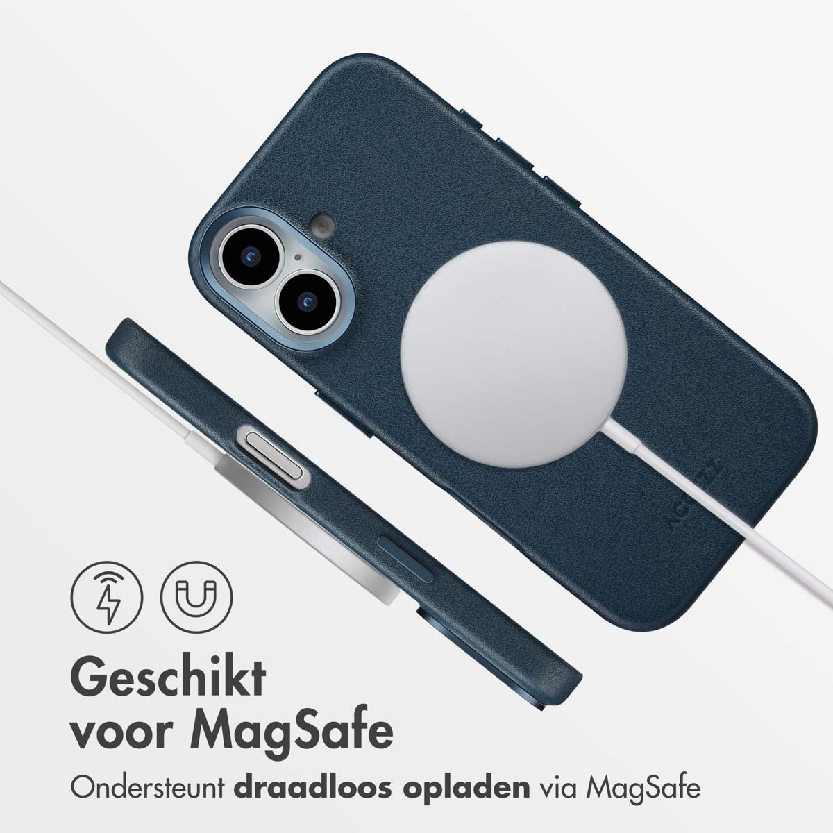 Accezz MagSafe Leather Backcover Apple iPhone 17 - Nightfall Blue - Afbeelding 8