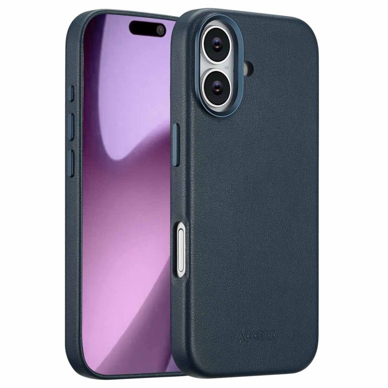 Accezz MagSafe Leather Backcover Apple iPhone 17 - Nightfall Blue - Afbeelding 10