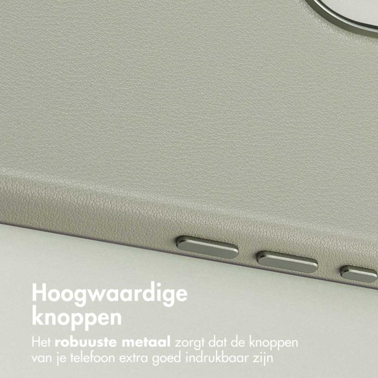 Accezz MagSafe Leather Backcover Apple iPhone 17 - Light Grey - Afbeelding 8