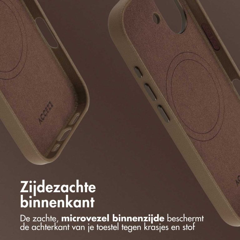 Accezz MagSafe Leather Backcover Apple iPhone 17 - Coffee Brown - Afbeelding 10