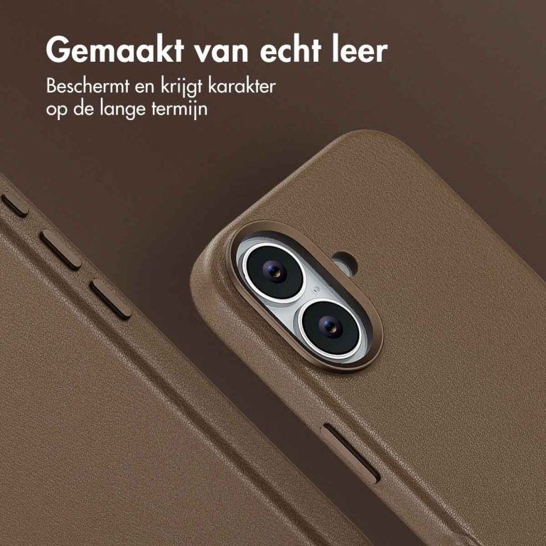 Accezz MagSafe Leather Backcover Apple iPhone 17 - Coffee Brown - Afbeelding 7