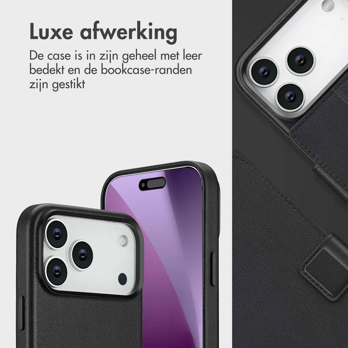 Accezz Leather Bookcase 2-in-1 met MagSafe Apple iPhone 17 - Onyx Black - Afbeelding 8