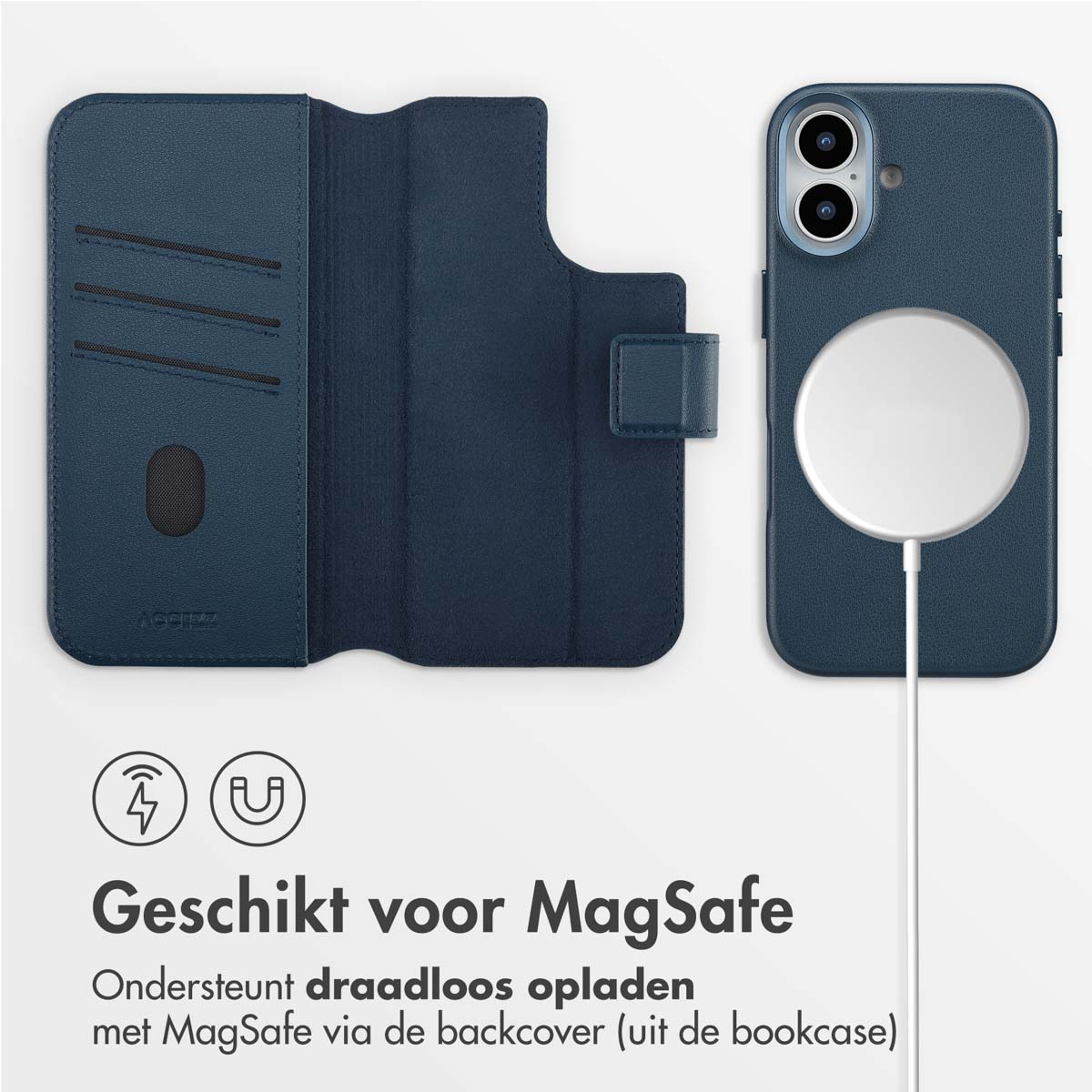 Accezz Leather Bookcase 2-in-1 met MagSafe Apple iPhone 17 - Nightfall Blue - Afbeelding 4