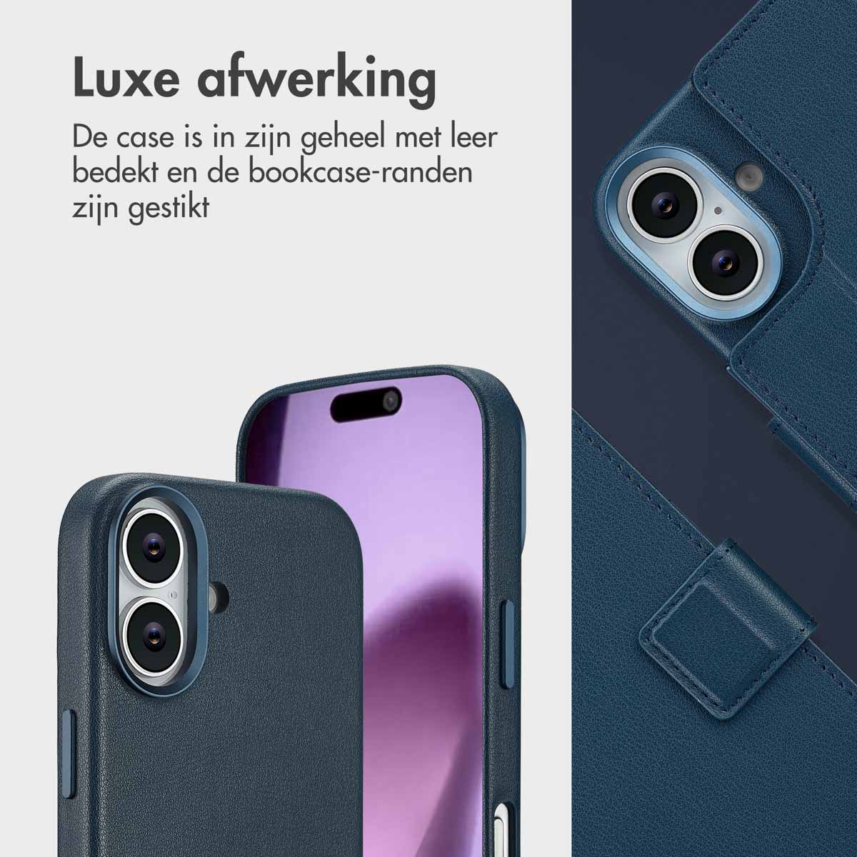 Accezz Leather Bookcase 2-in-1 met MagSafe Apple iPhone 17 - Nightfall Blue - Afbeelding 8