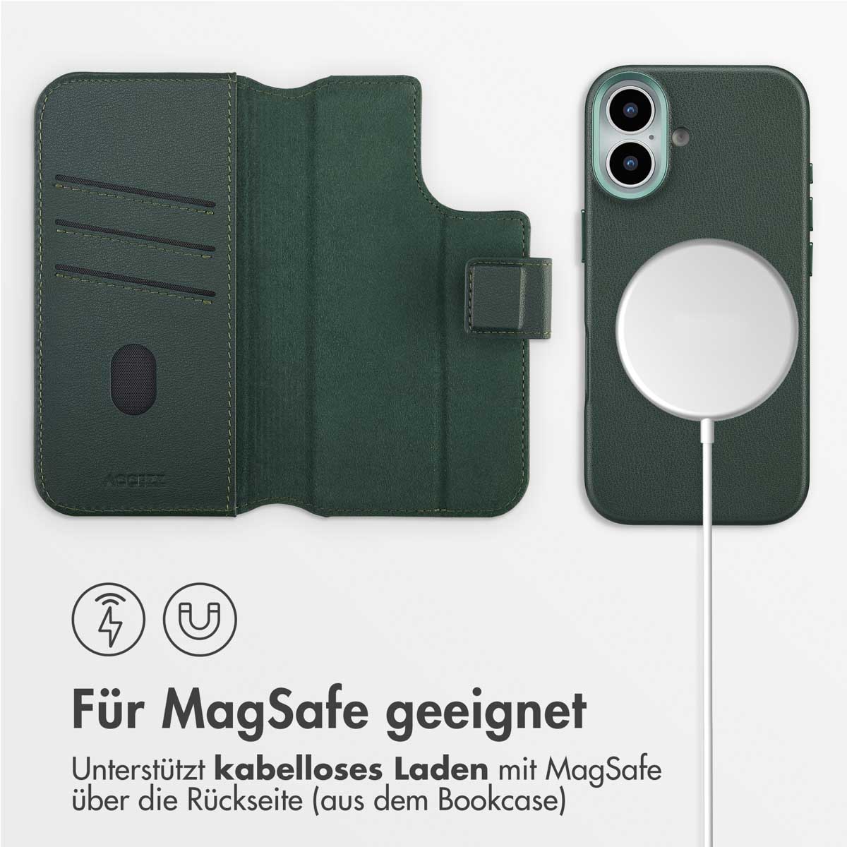 Accezz Leather Bookcase 2-in-1 met MagSafe Apple iPhone 17 - Cedar Green - Afbeelding 6