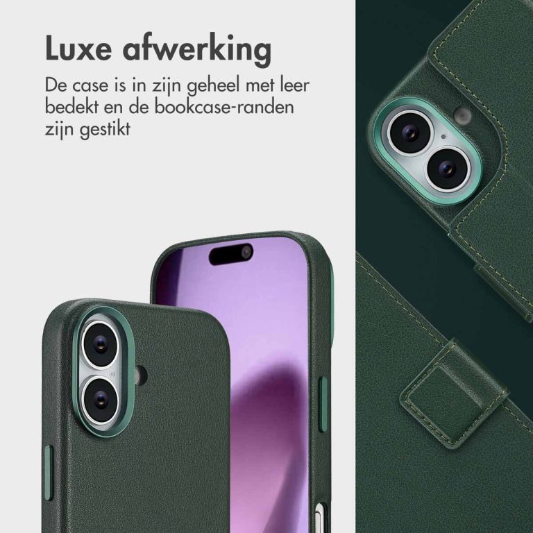 Accezz Leather Bookcase 2-in-1 met MagSafe Apple iPhone 17 - Cedar Green - Afbeelding 10