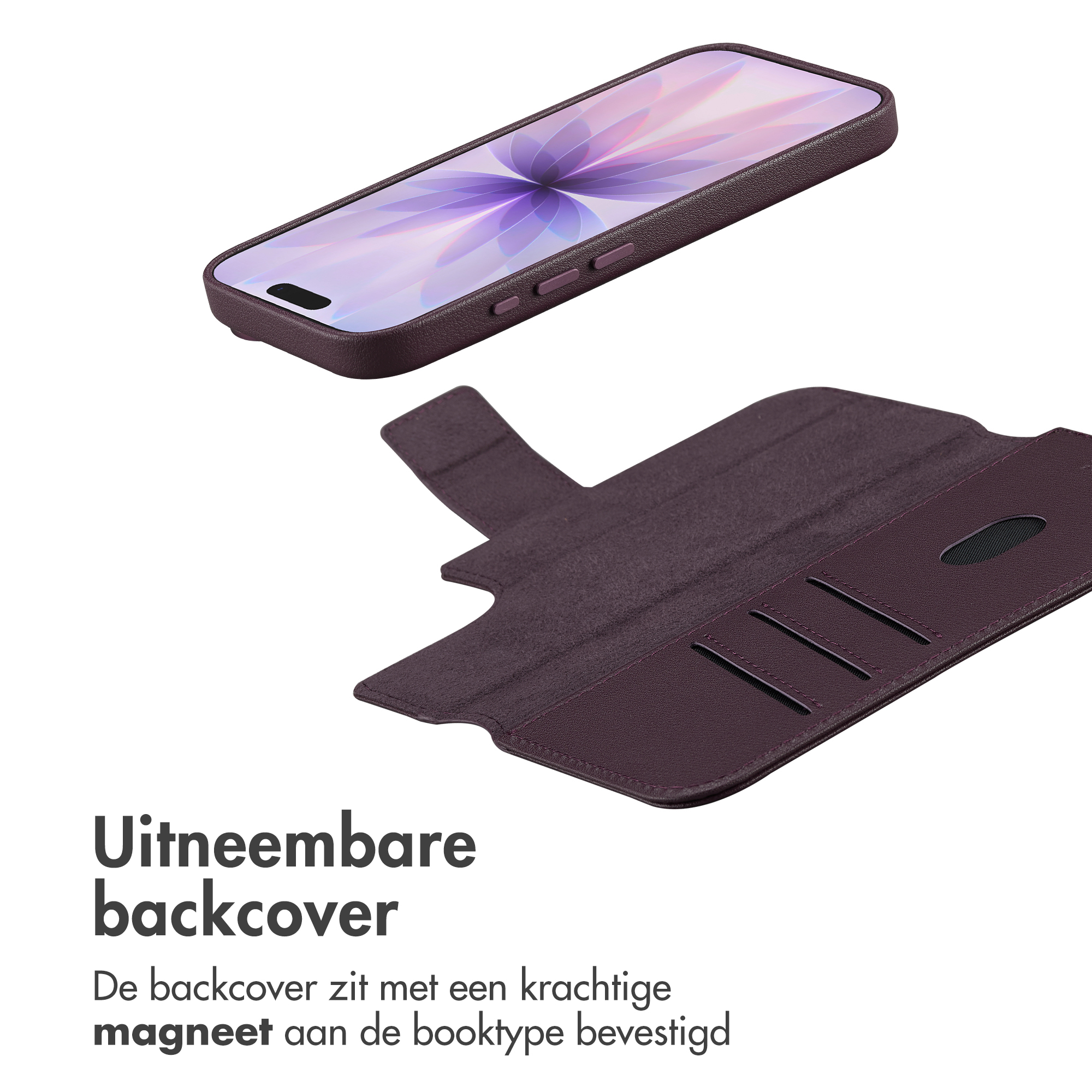 Accezz Leather Bookcase 2-in-1 met MagSafe Apple iPhone 17 - Heath Purple - Afbeelding 7