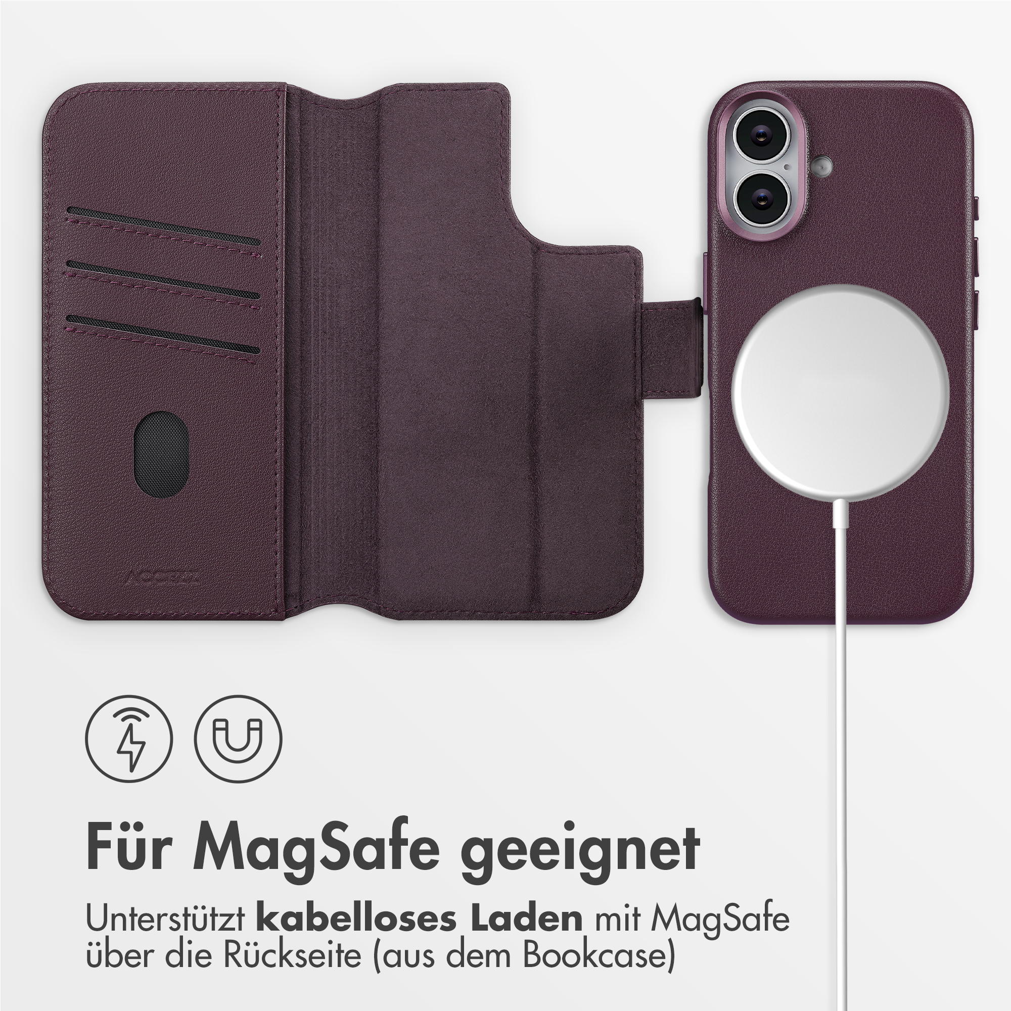 Accezz Leather Bookcase 2-in-1 met MagSafe Apple iPhone 17 - Heath Purple - Afbeelding 5