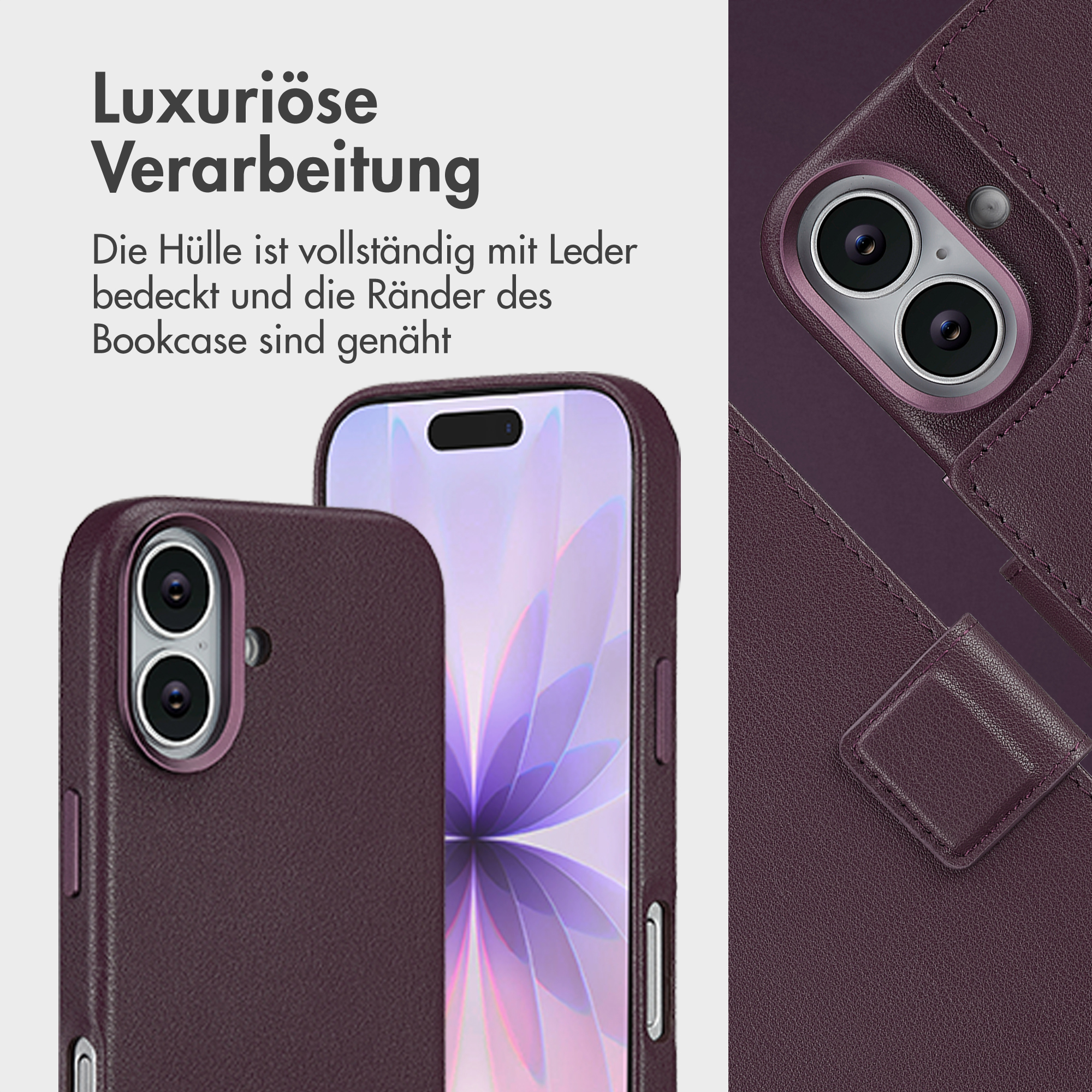 Accezz Leather Bookcase 2-in-1 met MagSafe Apple iPhone 17 - Heath Purple - Afbeelding 7