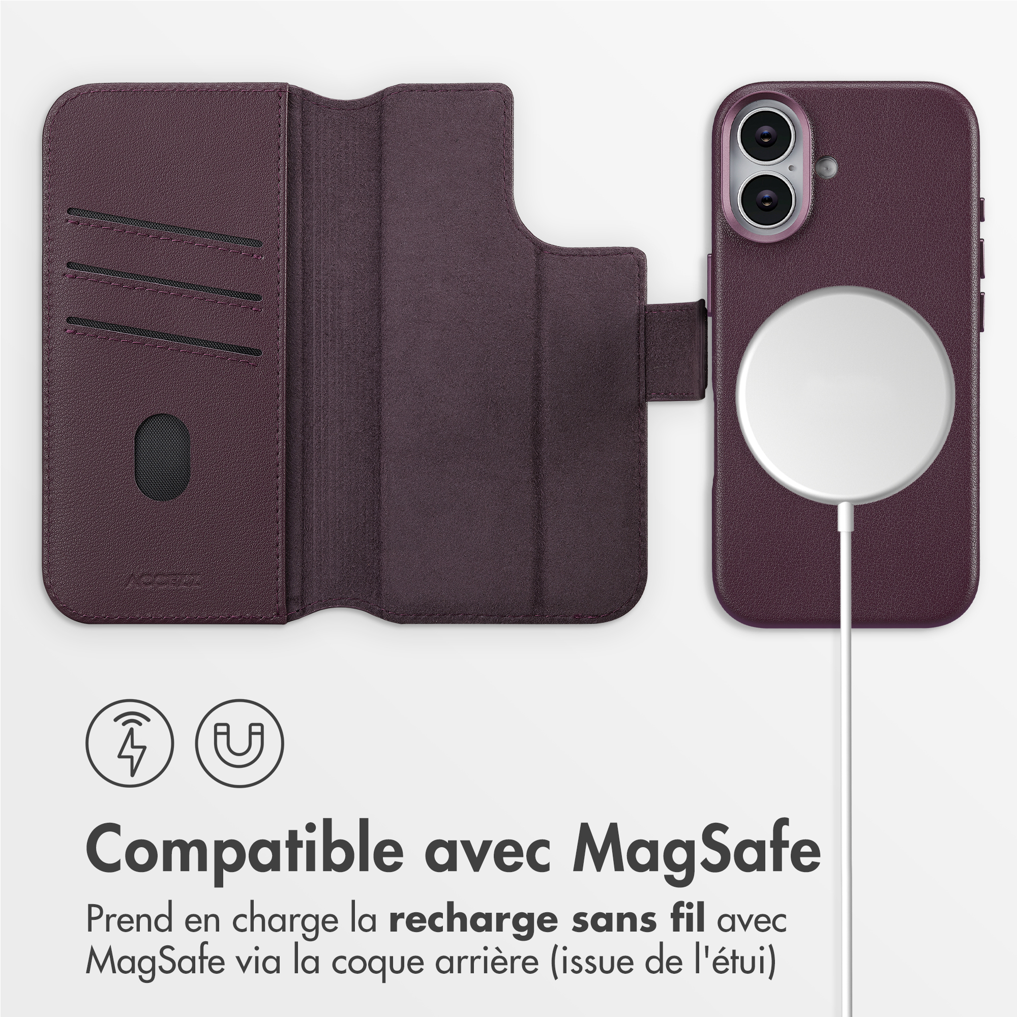 Accezz Leather Bookcase 2-in-1 met MagSafe Apple iPhone 17 - Heath Purple - Afbeelding 6