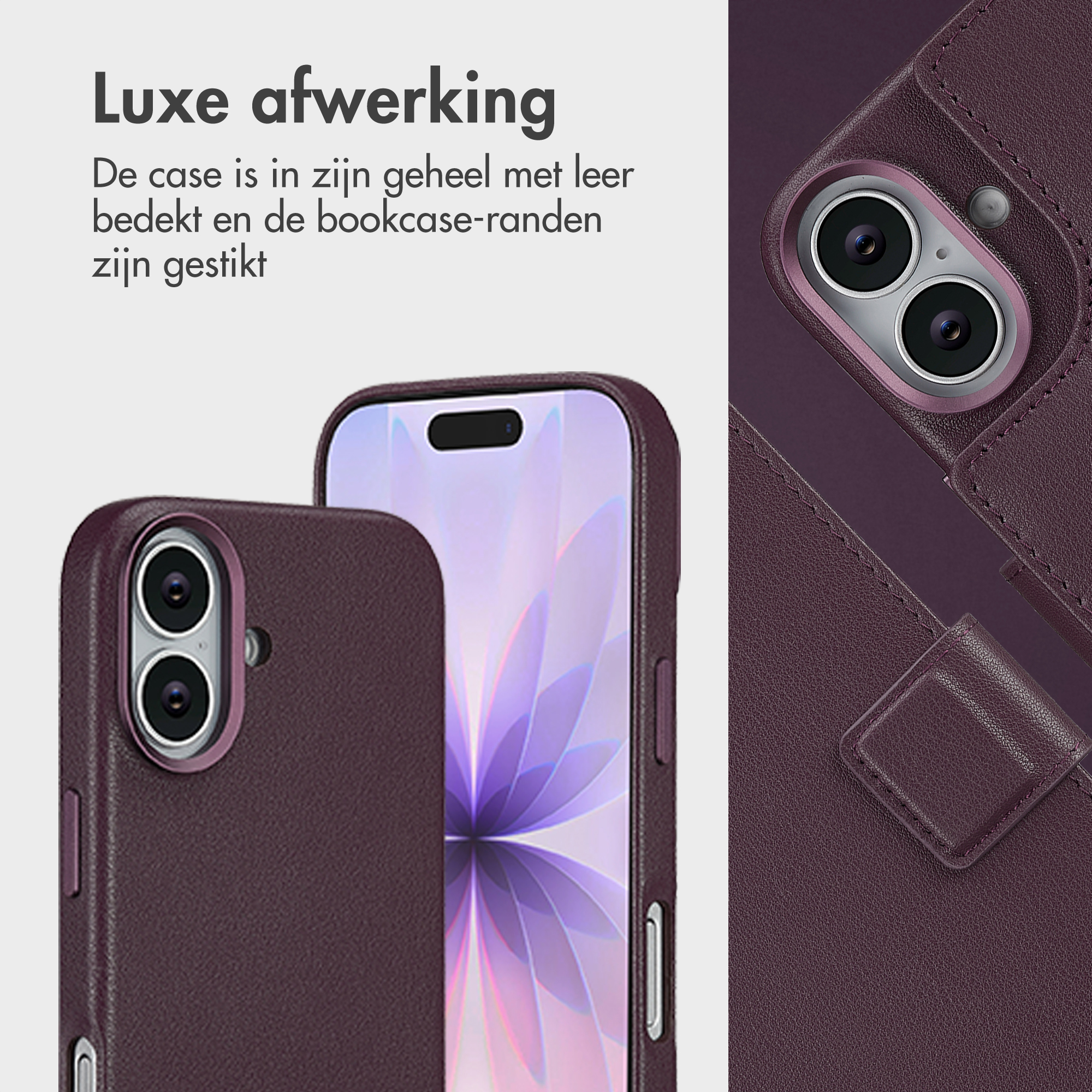 Accezz Leather Bookcase 2-in-1 met MagSafe Apple iPhone 17 - Heath Purple - Afbeelding 8