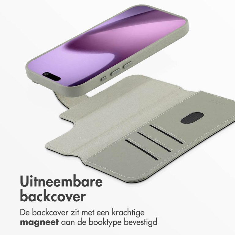 Accezz Leather Bookcase 2-in-1 met MagSafe Apple iPhone 17 - Light Grey - Afbeelding 7