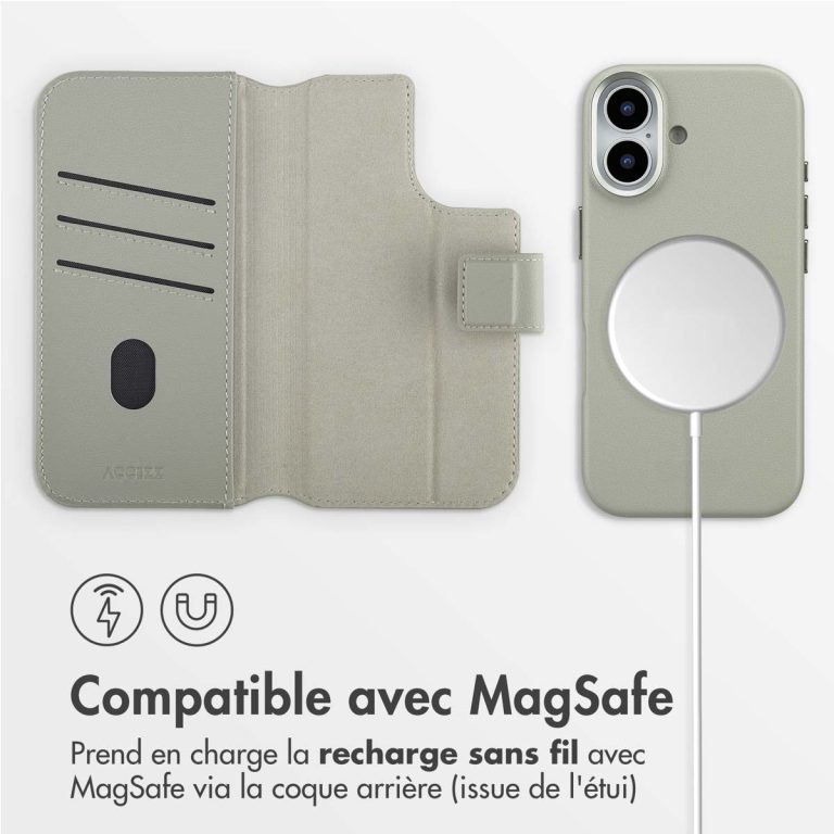 Accezz Leather Bookcase 2-in-1 met MagSafe Apple iPhone 17 - Light Grey - Afbeelding 10