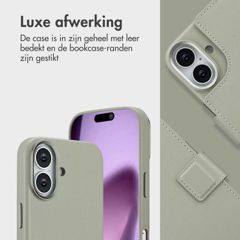 Accezz Leather Bookcase 2-in-1 met MagSafe Apple iPhone 17 - Light Grey - Afbeelding 4