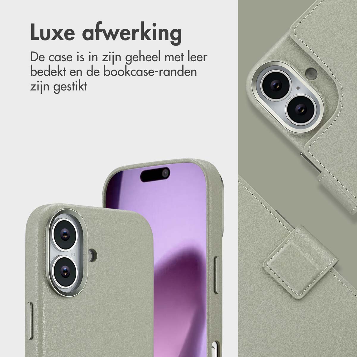 Accezz Leather Bookcase 2-in-1 met MagSafe Apple iPhone 17 - Light Grey - Afbeelding 9