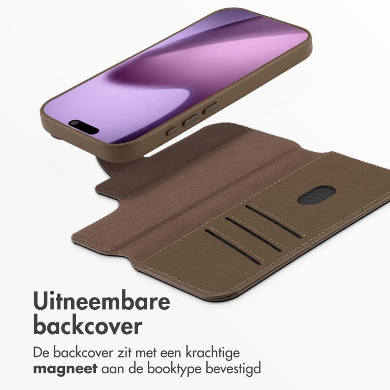 Accezz Leather Bookcase 2-in-1 met MagSafe Apple iPhone 17 - Coffee Brown - Afbeelding 7