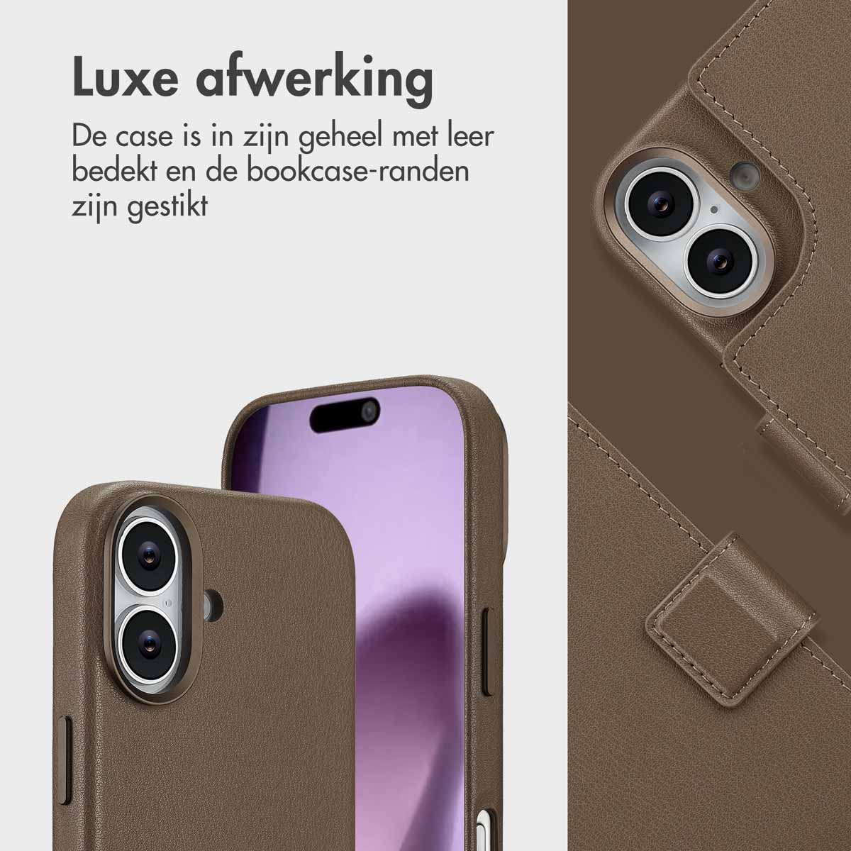 Accezz Leather Bookcase 2-in-1 met MagSafe Apple iPhone 17 - Coffee Brown - Afbeelding 9