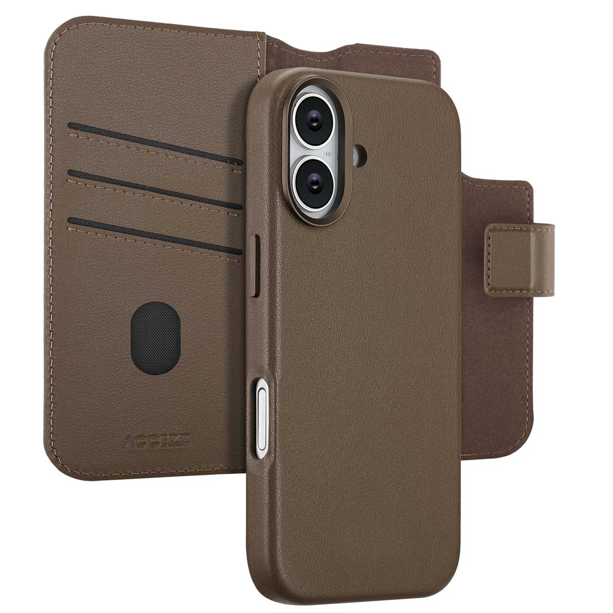 Accezz Leather Bookcase 2-in-1 met MagSafe Apple iPhone 17 - Coffee Brown - Afbeelding 2