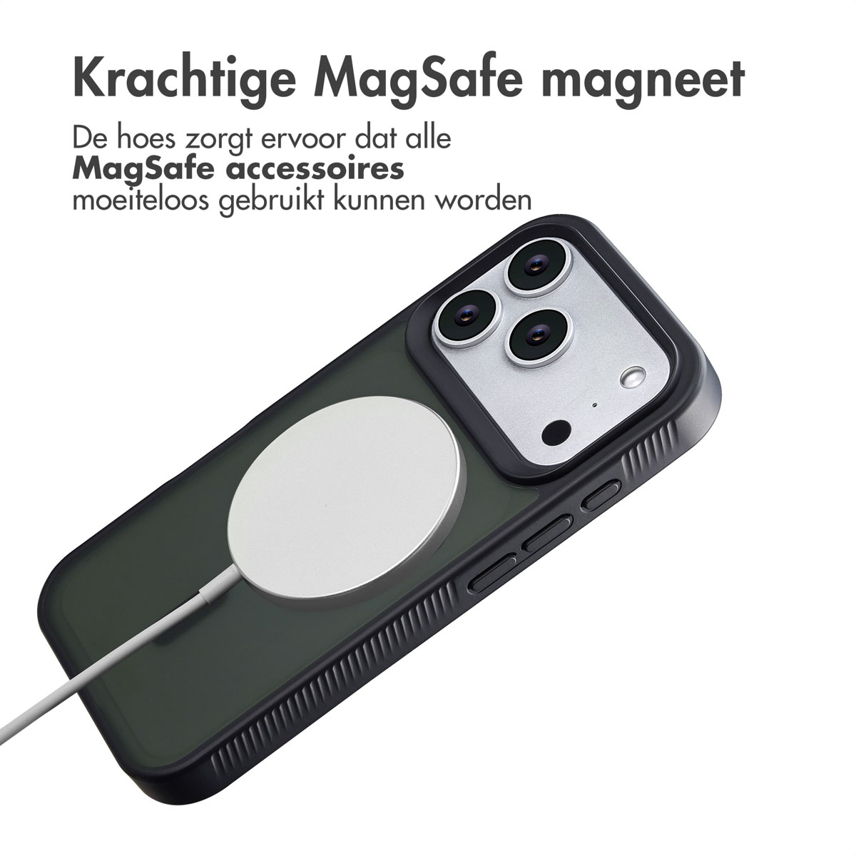 Accezz Rugged Frosted MagSafe Backcover Apple iPhone 17 Pro - Zwart - Afbeelding 9