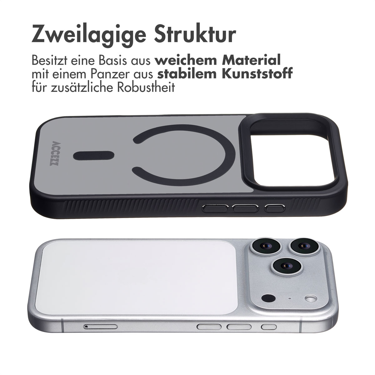 Accezz Rugged Frosted MagSafe Backcover Apple iPhone 17 Pro - Zwart - Afbeelding 4