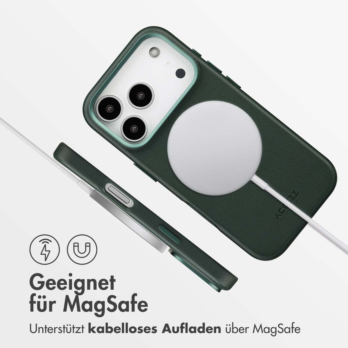 Accezz MagSafe Leather Backcover Apple iPhone 17 Pro - Cedar Green - Afbeelding 9