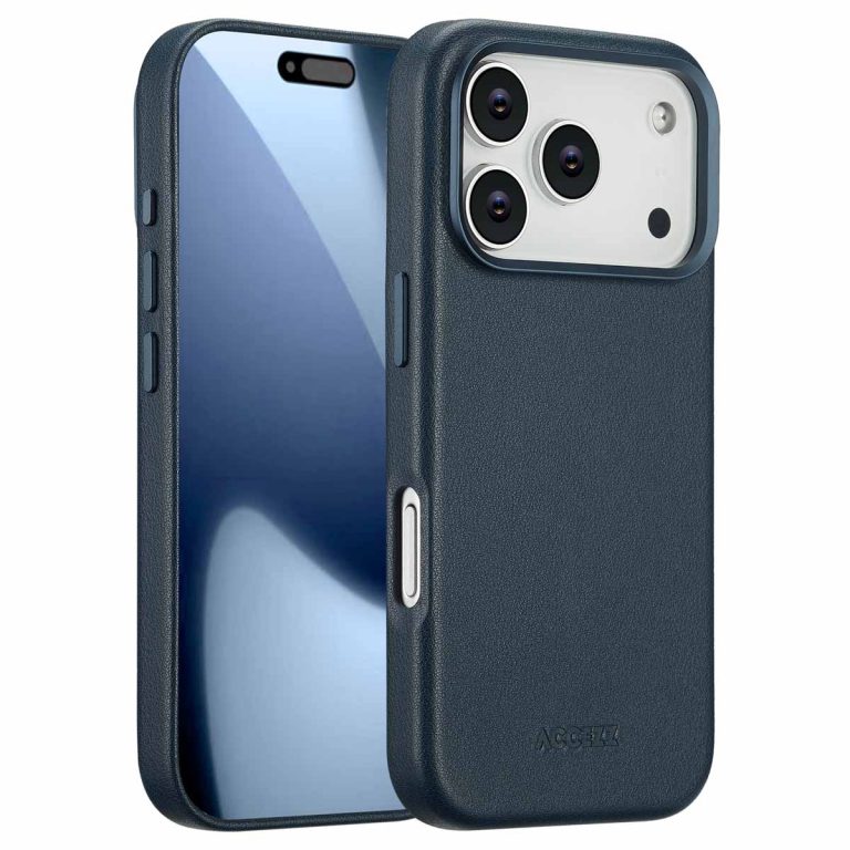 Accezz MagSafe Leather Backcover Apple iPhone 17 Pro - Nightfall Blue - Afbeelding 10