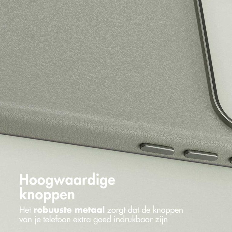 Accezz MagSafe Leather Backcover Apple iPhone 17 Pro - Light Grey - Afbeelding 9