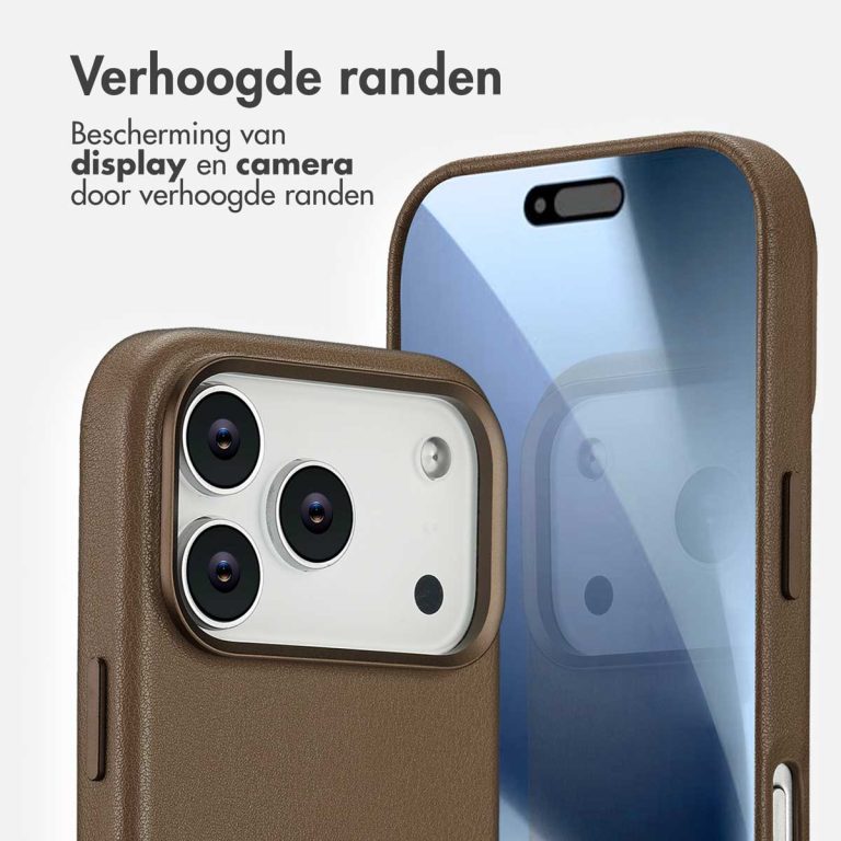 Accezz MagSafe Leather Backcover Apple iPhone 17 Pro - Coffee Brown - Afbeelding 5