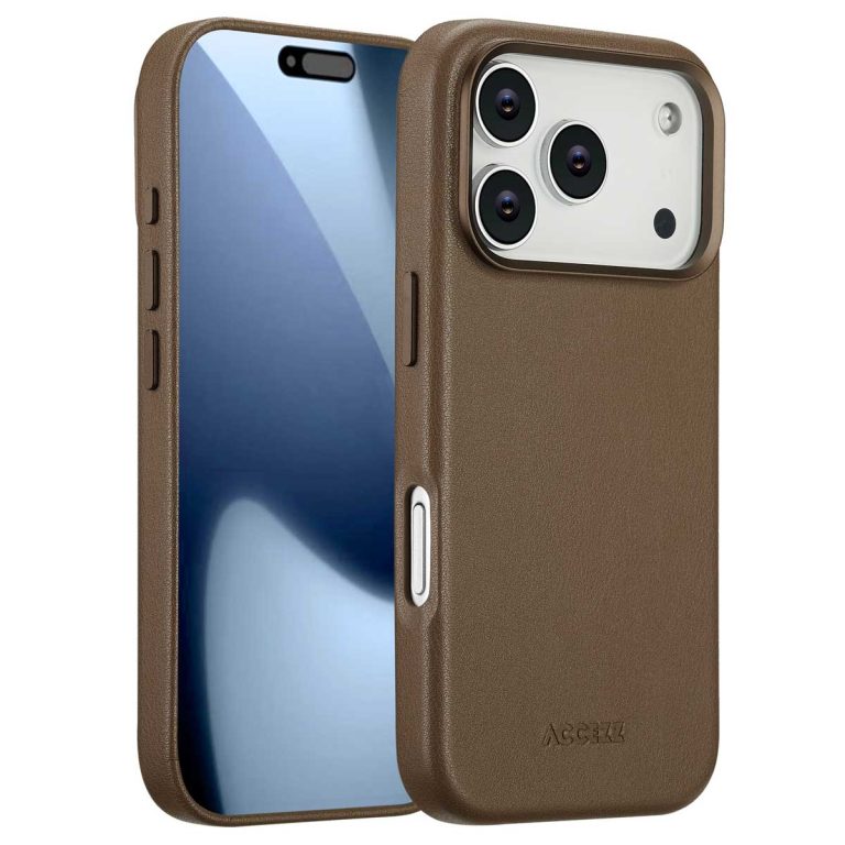 Accezz MagSafe Leather Backcover Apple iPhone 17 Pro - Coffee Brown - Afbeelding 4