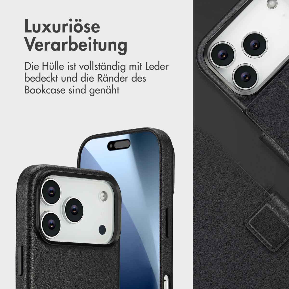 Accezz Leather Bookcase 2-in-1 met MagSafe Apple iPhone 17 Pro - Onyx Black - Afbeelding 9