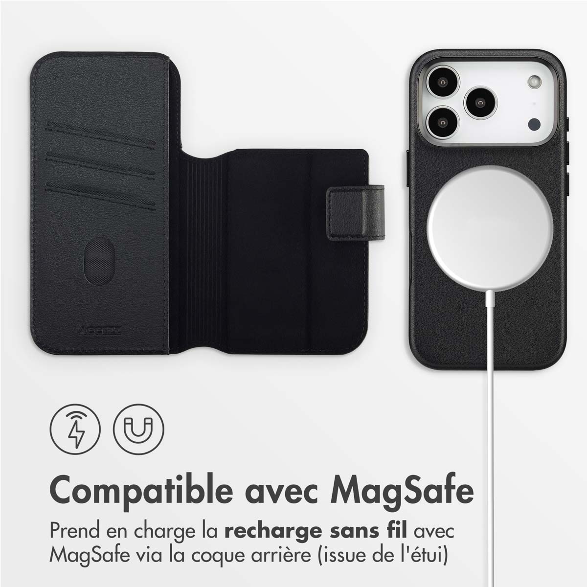 Accezz Leather Bookcase 2-in-1 met MagSafe Apple iPhone 17 Pro - Onyx Black - Afbeelding 5