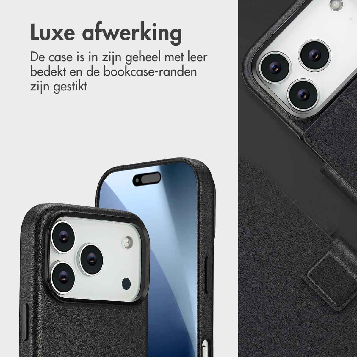 Accezz Leather Bookcase 2-in-1 met MagSafe Apple iPhone 17 Pro - Onyx Black - Afbeelding 8