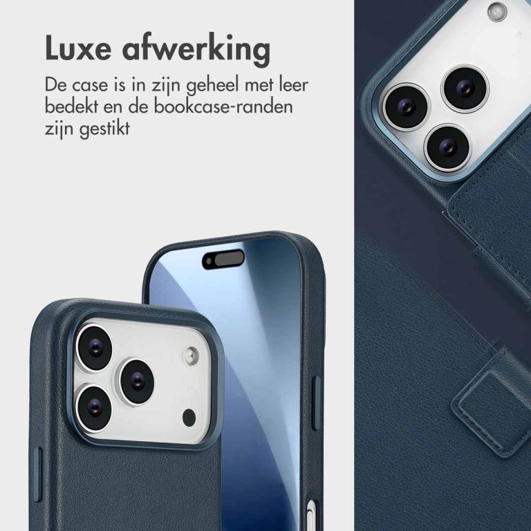 Accezz Leather Bookcase 2-in-1 met MagSafe Apple iPhone 17 Pro - Nightfall Blue - Afbeelding 10