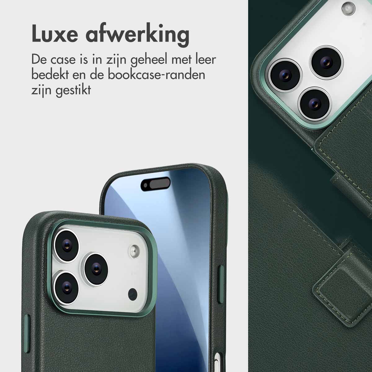 Accezz Leather Bookcase 2-in-1 met MagSafe Apple iPhone 17 Pro - Cedar Green - Afbeelding 8