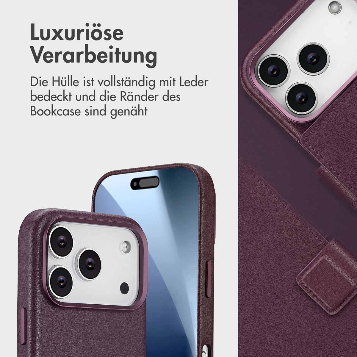 Accezz Leather Bookcase 2-in-1 met MagSafe Apple iPhone 17 Pro - Heath Purple - Afbeelding 8