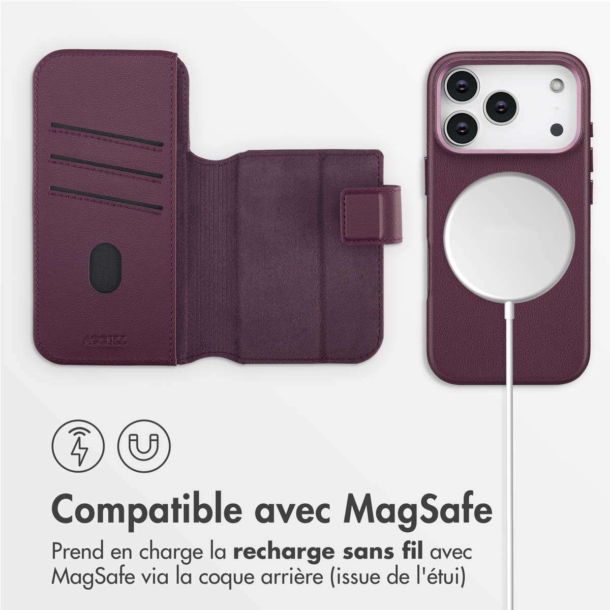 Accezz Leather Bookcase 2-in-1 met MagSafe Apple iPhone 17 Pro - Heath Purple - Afbeelding 5
