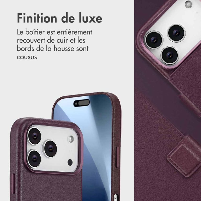 Accezz Leather Bookcase 2-in-1 met MagSafe Apple iPhone 17 Pro - Heath Purple - Afbeelding 9