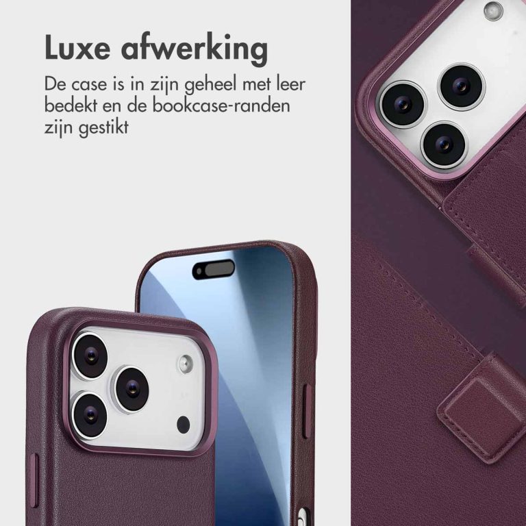 Accezz Leather Bookcase 2-in-1 met MagSafe Apple iPhone 17 Pro - Heath Purple - Afbeelding 4