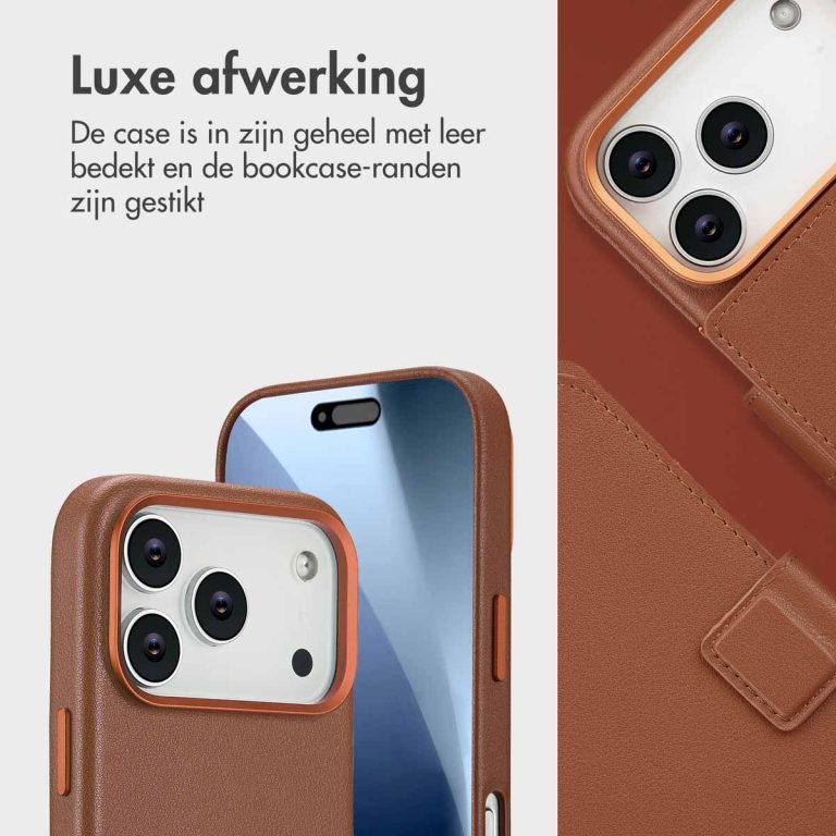 Accezz Leather Bookcase 2-in-1 met MagSafe Apple iPhone 17 Pro - Sienna Brown - Afbeelding 10
