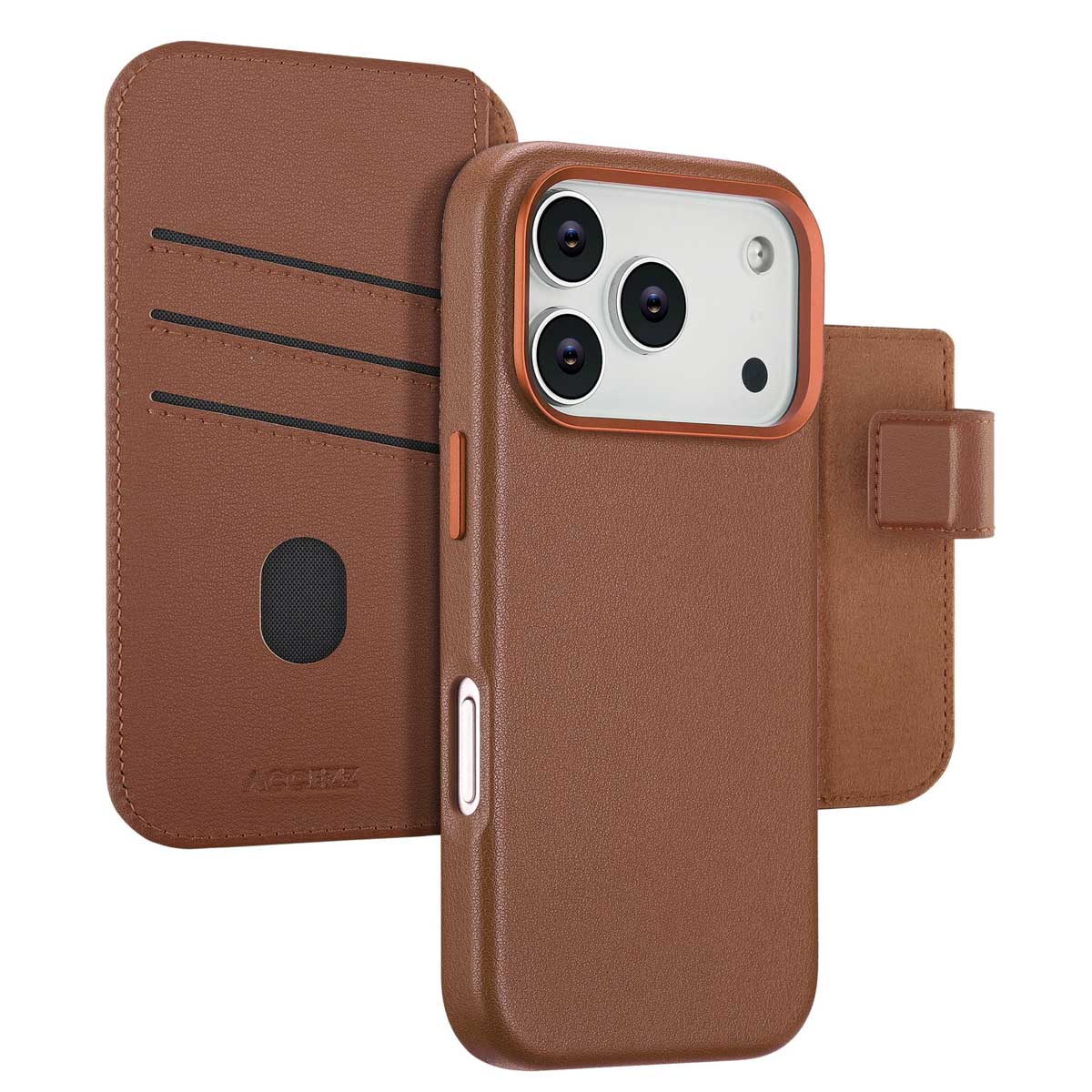 Accezz Leather Bookcase 2-in-1 met MagSafe Apple iPhone 17 Pro – Sienna Brown